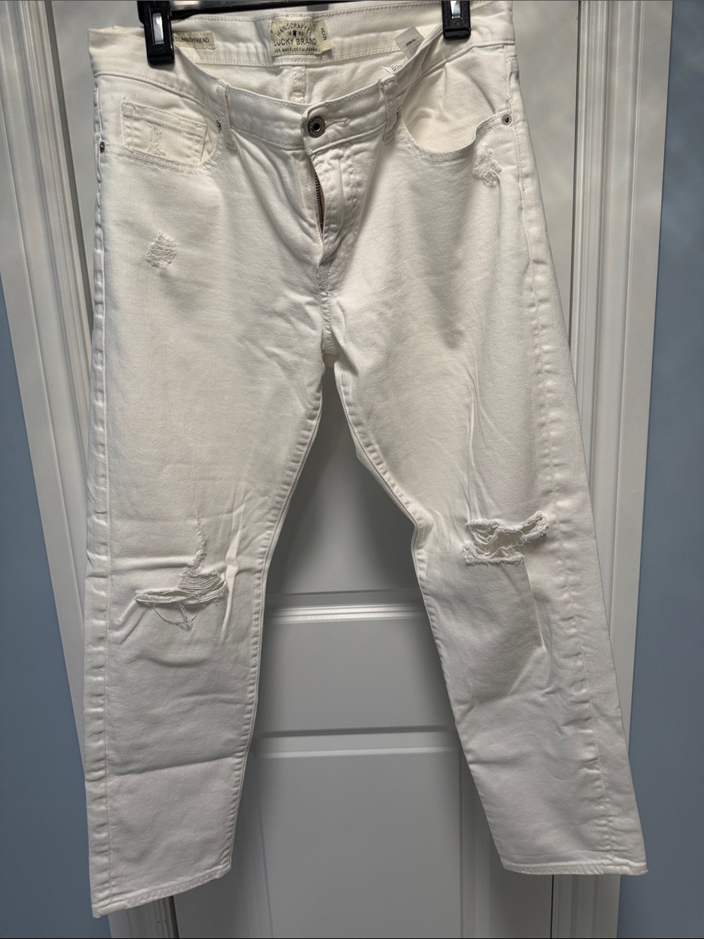 Lucky Brand Sienna Slim Boyfriend Distressed White Jeans 12/31